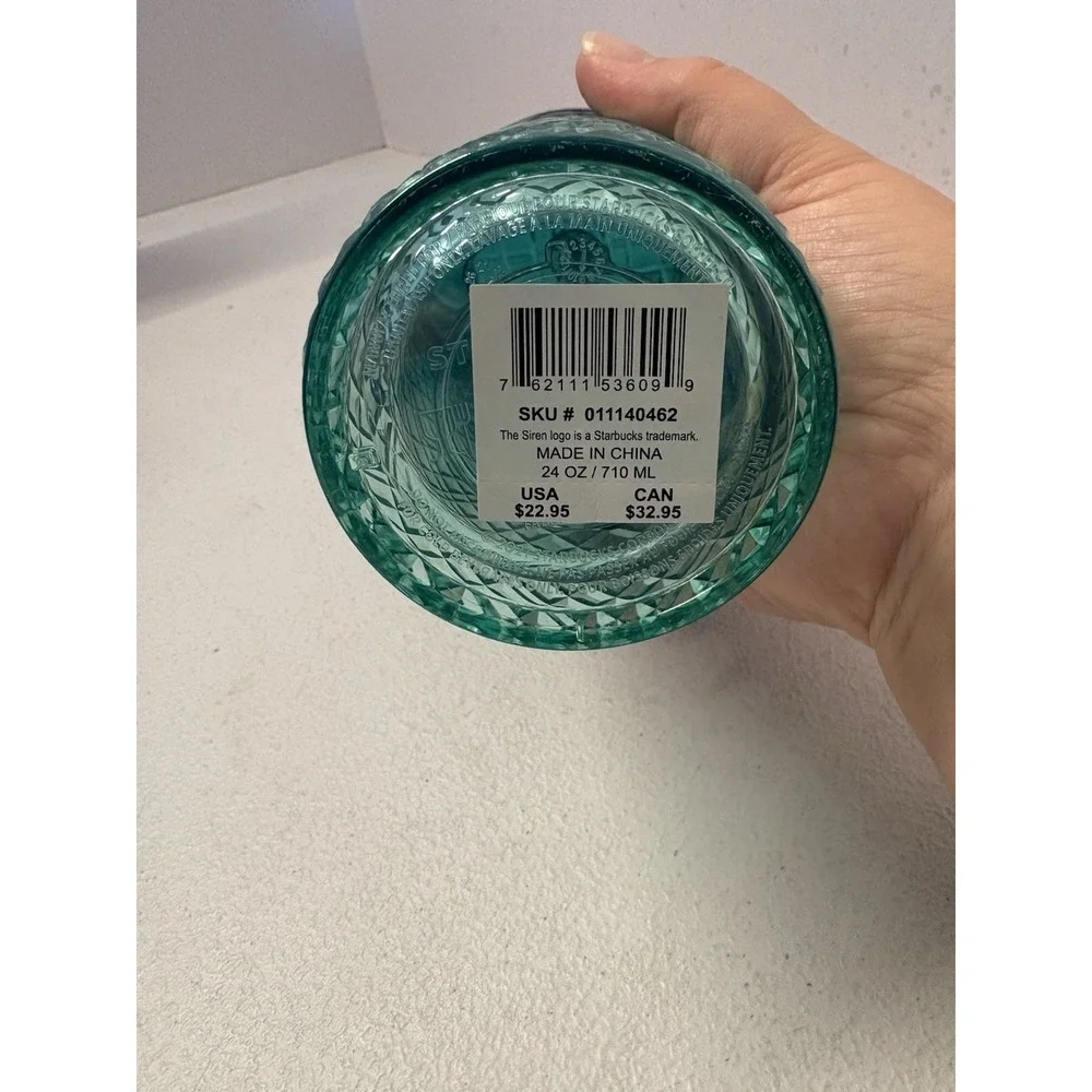 Starbucks‎ 2023 Spring Teal Jeweled Green Blue Ombre Cold Cup Tumbler 24oz